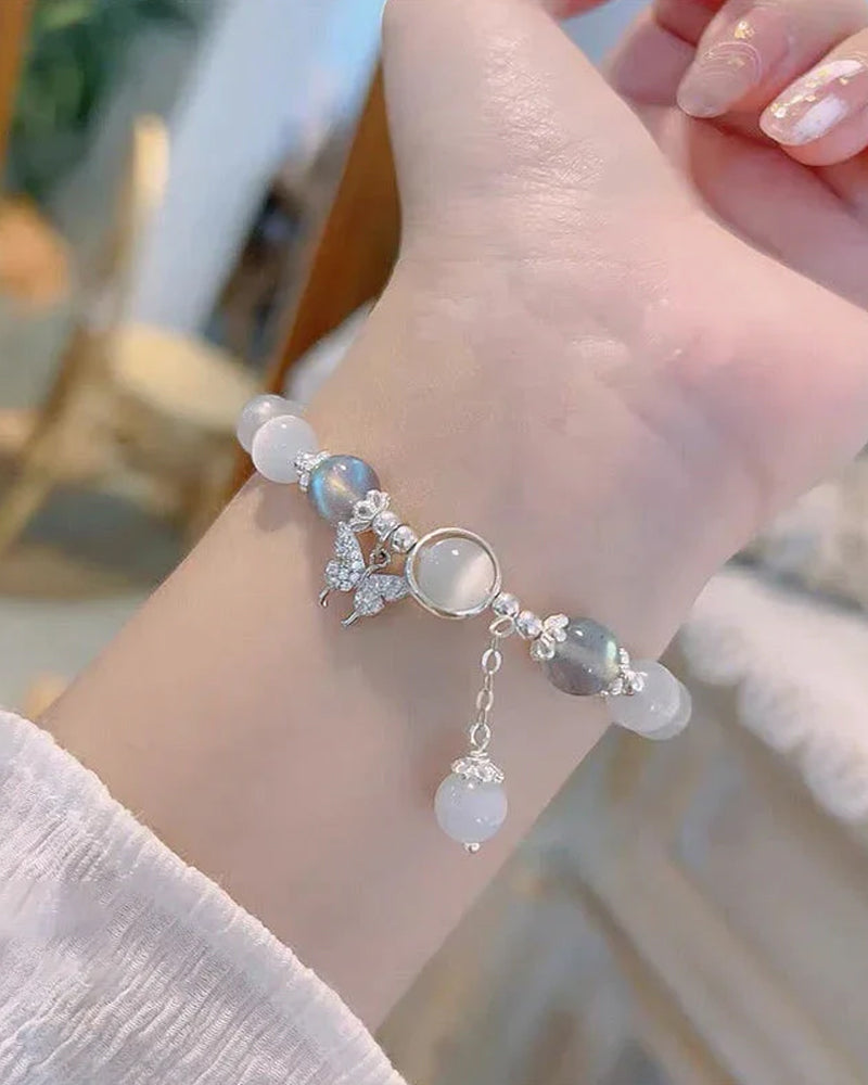 Imitation cat eye crystal butterfly bracelet