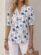 Emery Rose – Women’s Floral V-Neck Blouse | Effortless Elegance