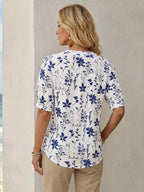 Emery Rose – Women’s Floral V-Neck Blouse | Effortless Elegance