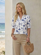 Emery Rose – Women’s Floral V-Neck Blouse | Effortless Elegance