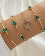 Circle rhombus rhinestone bracelet set of four