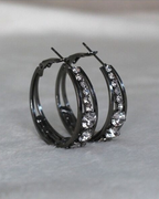 Rhinestone-encrusted large hoop earrings