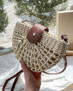 Boho Semicircular Shape Hollow Out Straw Bag