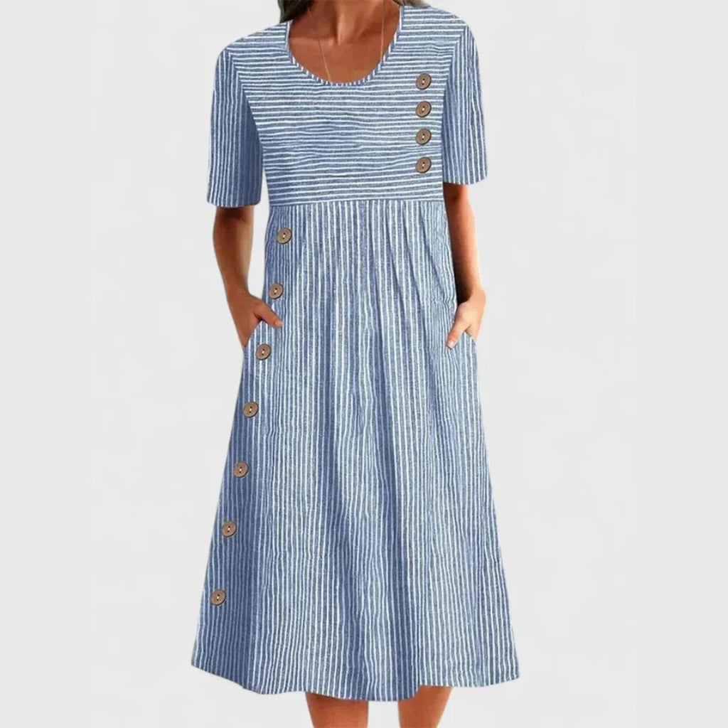 SIENNA | BREATHABLE STRIPE MIDI DRESS