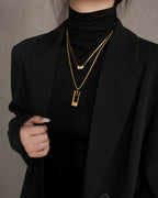 Double long necklace in titanium steel