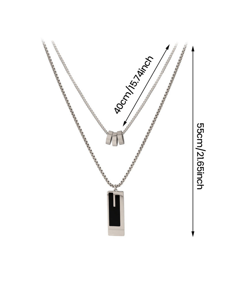 Double long necklace in titanium steel