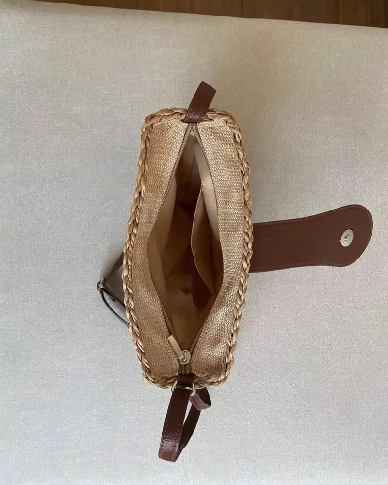 Boho Semicircular Shape Hollow Out Straw Bag