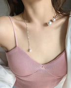 Faux pearl women's clavicle necklace