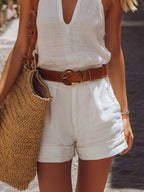 LILA | COTTON LINEN V-NECK VEST