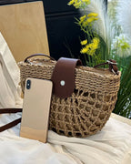 Boho Semicircular Shape Hollow Out Straw Bag