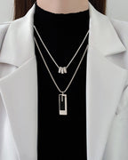 Double long necklace in titanium steel