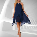 Chiffon Halter Mini Dress Cocktail Gown