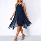 Chiffon Halter Mini Dress Cocktail Gown
