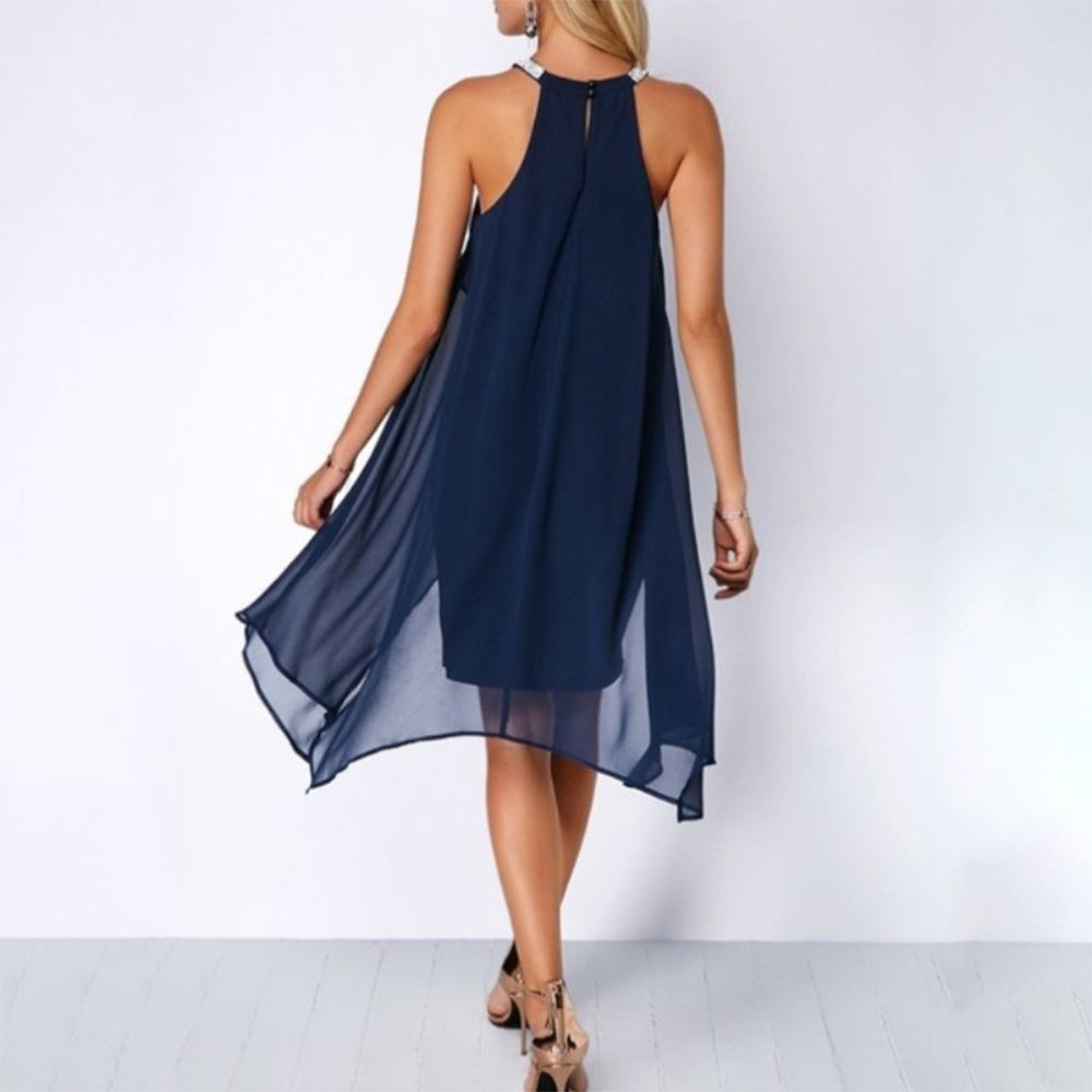 Chiffon Halter Mini Dress Cocktail Gown