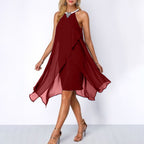 Chiffon Halter Mini Dress Cocktail Gown