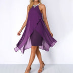 Chiffon Halter Mini Dress Cocktail Gown