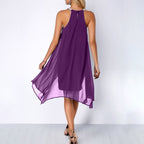 Chiffon Halter Mini Dress Cocktail Gown