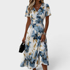 DENISE | FLORAL WRAP MIDI DRESS