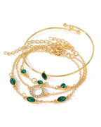 Circle rhombus rhinestone bracelet set of four