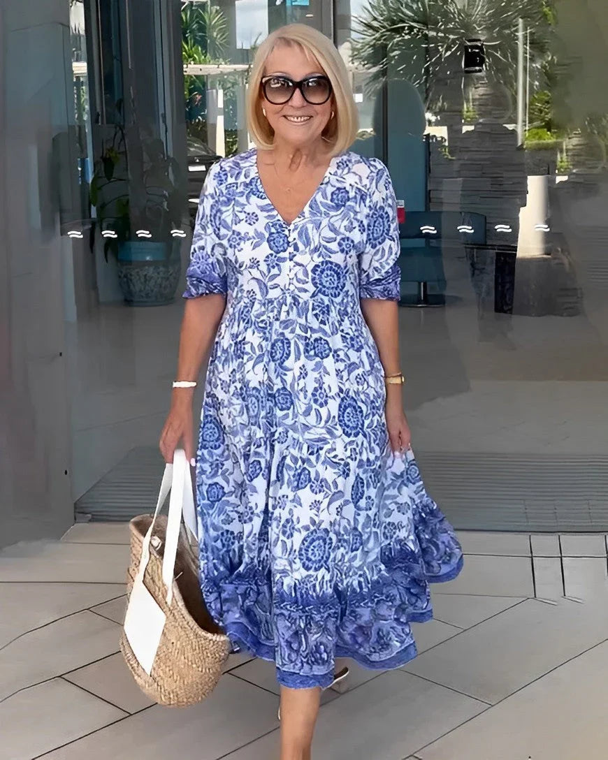 AURORA / FLORAL V-NECK A-LINE DRESS