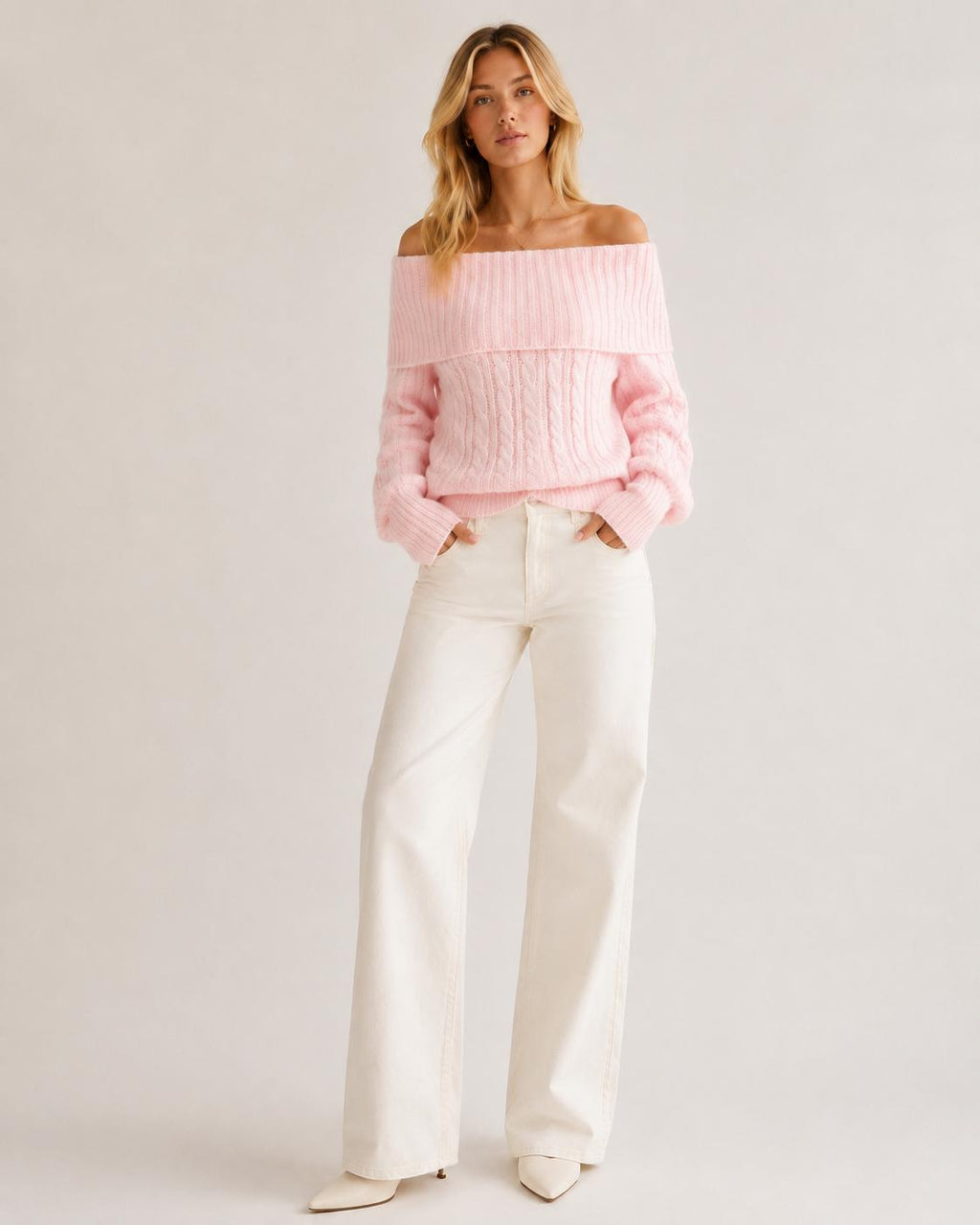 Celèsta Knit Off-The-Shoulder Sweater