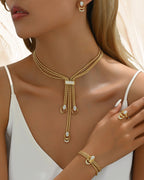 Simple necklace and earrings set