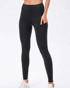 Solid color leggings with fleece pockets