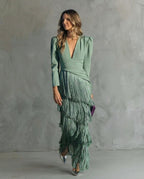 CLARA | FRINGE SLEEVE MIDI DRESS
